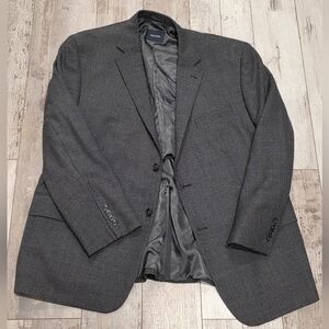 48R Men's Nautica Lambswool Blazer Gray Houndstooth Windowpane Sport Coat